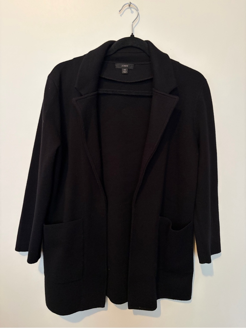 J. Crew Black Open-Front Knit Cardigan with Pockets - XS